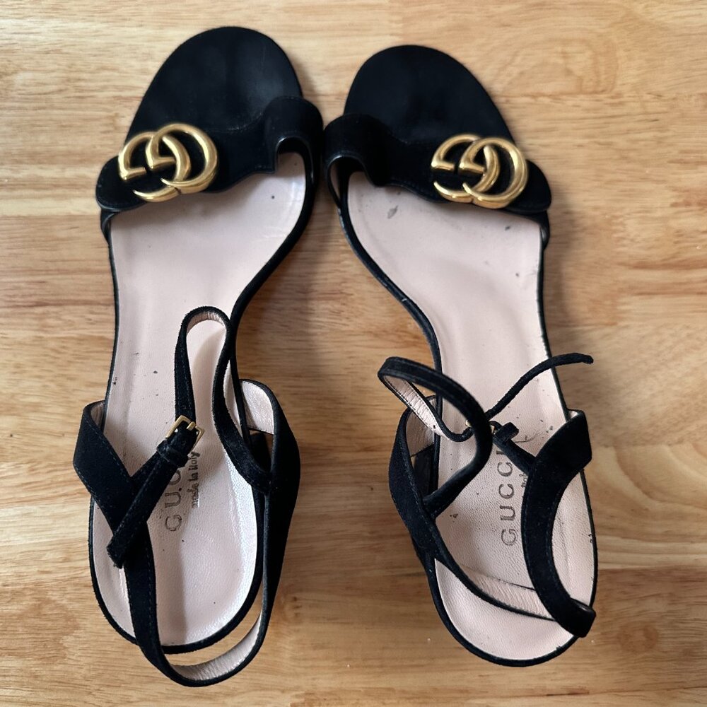 GUCCI Marmont GG Ankle-Strap Sandals
